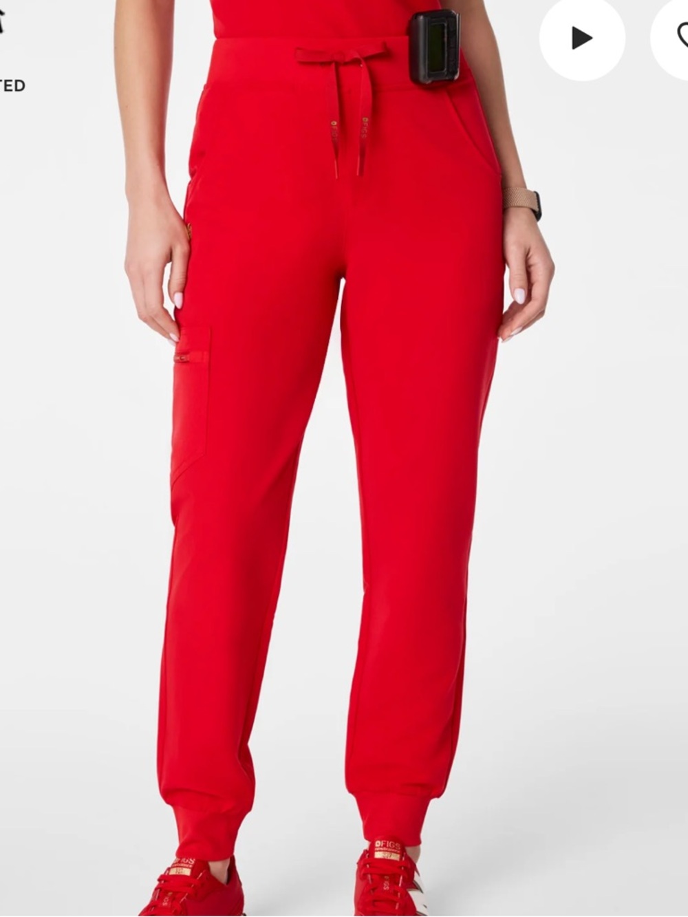 Figs Pop Red High-Waisted Jogger Pants